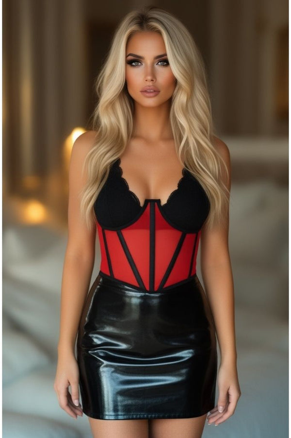 Daisy Corsets LIMITED EDITION Lavish Red Mesh Open Cup Waist Cincher