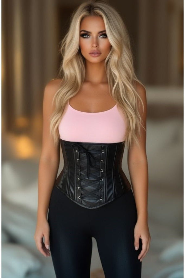 Daisy Corsets LIMITED EDITION Lavish Wet Look Faux Leather Lace-Up Under Bust Corset