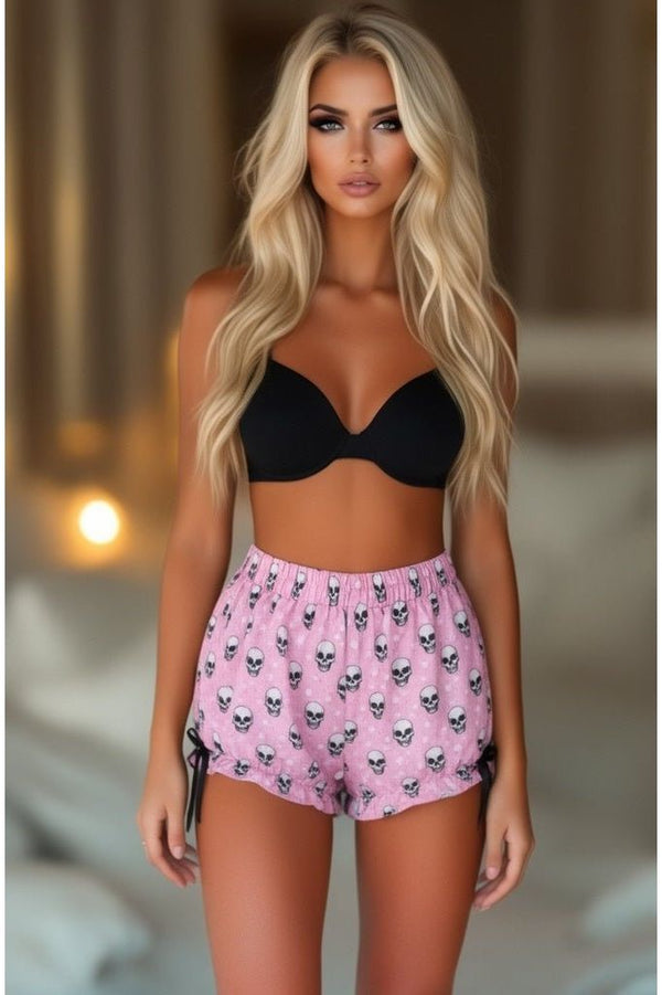Daisy Corsets LIMITED EDITION Pink Skulls Crepe Bloomers