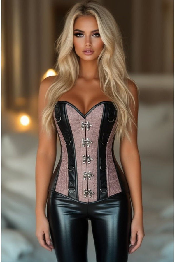 Daisy Corsets LIMITED EDITION Top Drawer Gunmetal Brocade & Faux Leather Steel Boned Corset