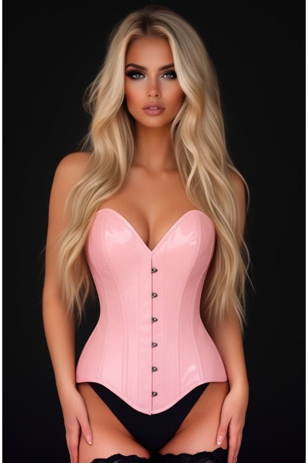 Daisy Corsets LIMITED EDITION Top Drawer Lt Pink Patent Leather Steel Boned Overbust Corset
