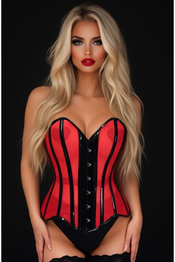 Daisy Corsets LIMITED EDITION Top Drawer Red Mesh Net w/Patent Steel Boned Overbust Corset