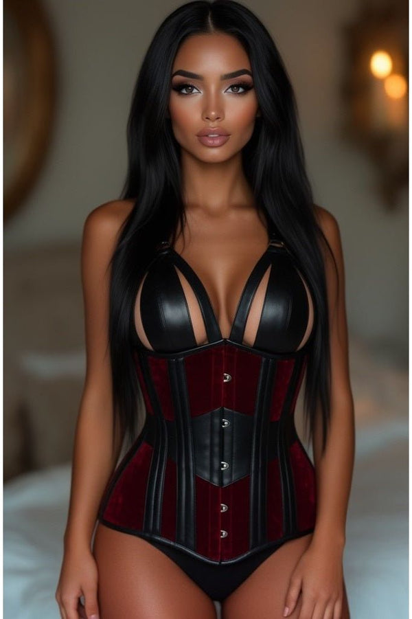 Daisy Corsets LIMITED EDITION Top Drawer Red Velvet Steel Boned Underbust Corset