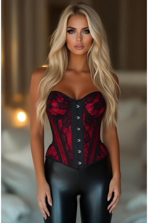 Daisy Corsets LIMITED EDITION Top Drawer Red w/Black Lace Steel Boned Underwire Bustier Corset