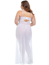 Livia Sheer Gown & Garter Set White
