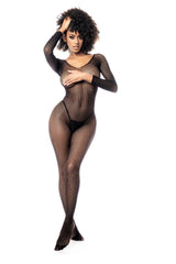 Mapale Long Sleeved Fishnet Bodystocking Black