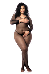 Mapale Long Sleeved Fishnet Bodystocking Queen Black
