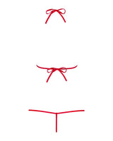 Seductive Luiza Teddy Red, an erotic body made of soft flexible strings with delicate lacy adornments.
