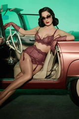 Dita Von Teese Lurex Lace G-String Panty Amethyst
