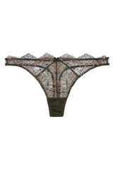 Dita Von Teese Lurex Lace G-String Panty in black, featuring fine Leavers lace with shimmering candescent lurex.
