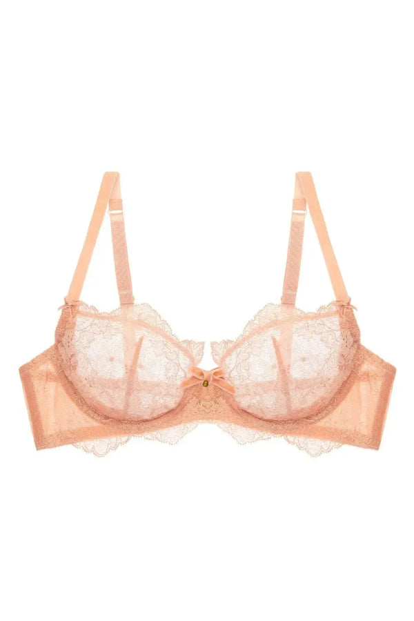 Dita Von Teese Lurex Lace Unlined Bra Vintage Peach