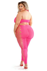 Fantasy Lingerie Glow Black Light Own The Night Bodystocking Neon Pink