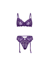Margo Lace Garter Bra Set Imperial Purple