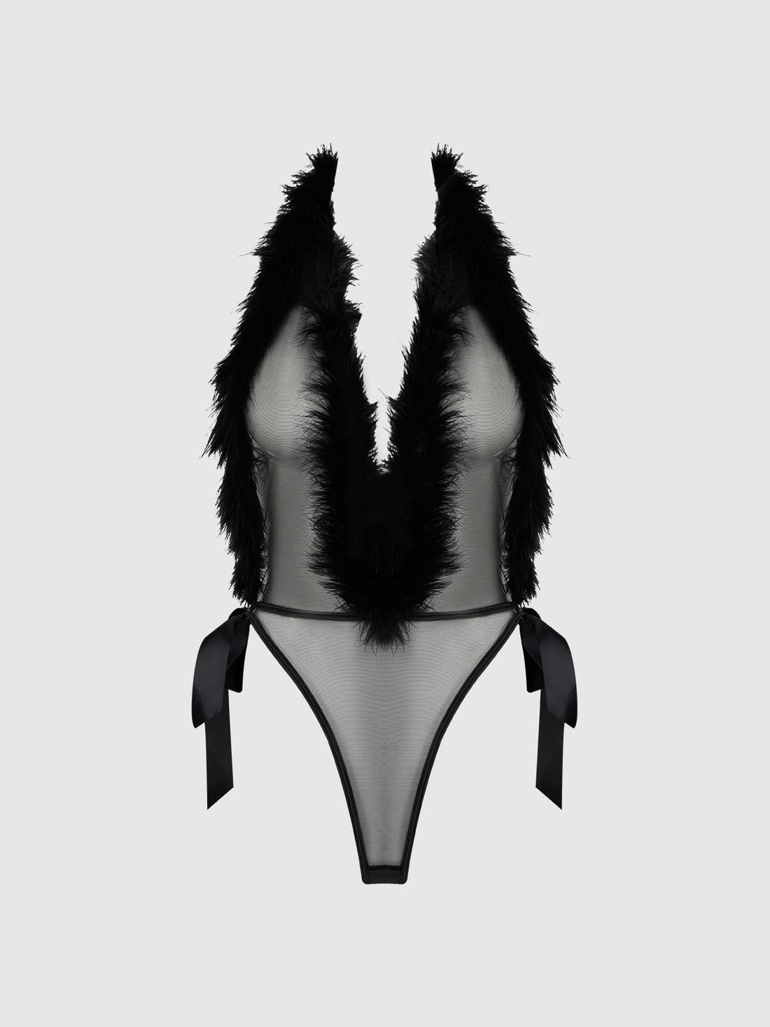 Marilyn Marabou & Mesh Plunge Teddy Black