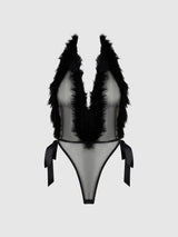 Marilyn Marabou & Mesh Plunge Teddy Black