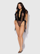 Marilyn Marabou & Mesh Plunge Teddy Black