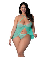 Magic Silk Queen Caribbean Crush Flutter Babydoll Set Flyaway Aqua Blue