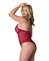 Exposed Queen Black Cherry Halter Teddy - Red