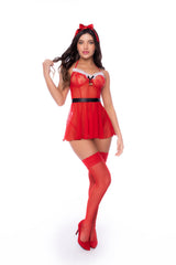 Merry & Bright Sheer Babydoll Mrs. Claus Costume Set - Mapale