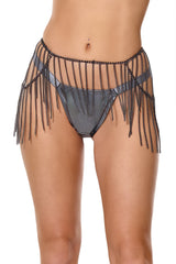 Coquette Queen Gunmetal Glam Chain Belt Garter Belt