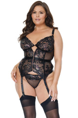 Coquette Queen Metallic Floral Scallop Stretch Lace & Mesh Bustier-Rebel Romance