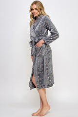 BeWicked Metallic Stars Plush Estelle Robe Gray