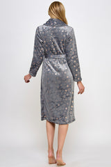 BeWicked Metallic Stars Plush Estelle Robe Gray