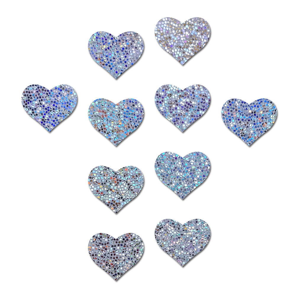 Pastease Mini Glitter Hearts - Silver Pack of 8