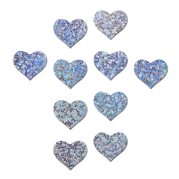 Pastease Mini Glitter Hearts - Silver Pack of 8