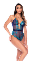 Midnight Bloom Embroidered Open Back Teddy Blue - Mapale