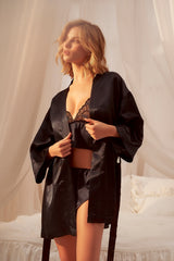 Mapale Midnight Pour Lace Cup Cami and Flutter Shorts Set Black