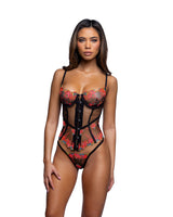 Roma Confidential Midnight Rose Sheer Floral Corset Set