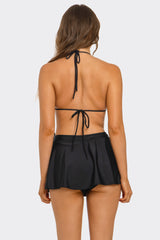 BeWicked Millie Triangle Bikini Set High Rise Swim Skirt Black