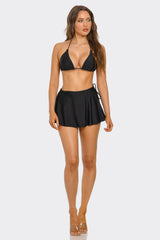 BeWicked Millie Triangle Bikini Set High Rise Swim Skirt Black