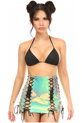 Daisy Corsets Mint Holo Lace-Up Skirt