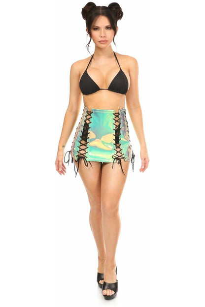 Mint Holo Lace - Up Skirt - Daisy Corsets