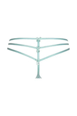 Axami Mint Lace-up G-String with delicate aqua lace and intriguing back detail.