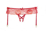 Allure Lingerie Mira Lace Open Panty w/Garters Red