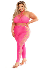 Fantasy Lingerie Glow Black Light Own The Night Bodystocking Neon Pink