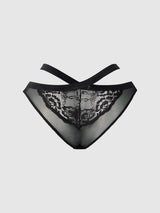 House of Desire Natasha Lace & Mesh Strappy Hipster Black
