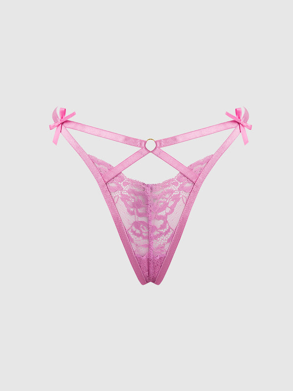House of Desire Natasha Lace Strappy G-String Cyclamen Pink