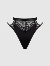 Natasha Satin & Lace Bow Tie G-String Black