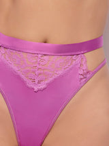 House of Desire Queen Natasha Satin & Lace Bow Tie G-String Cyclamen Pink