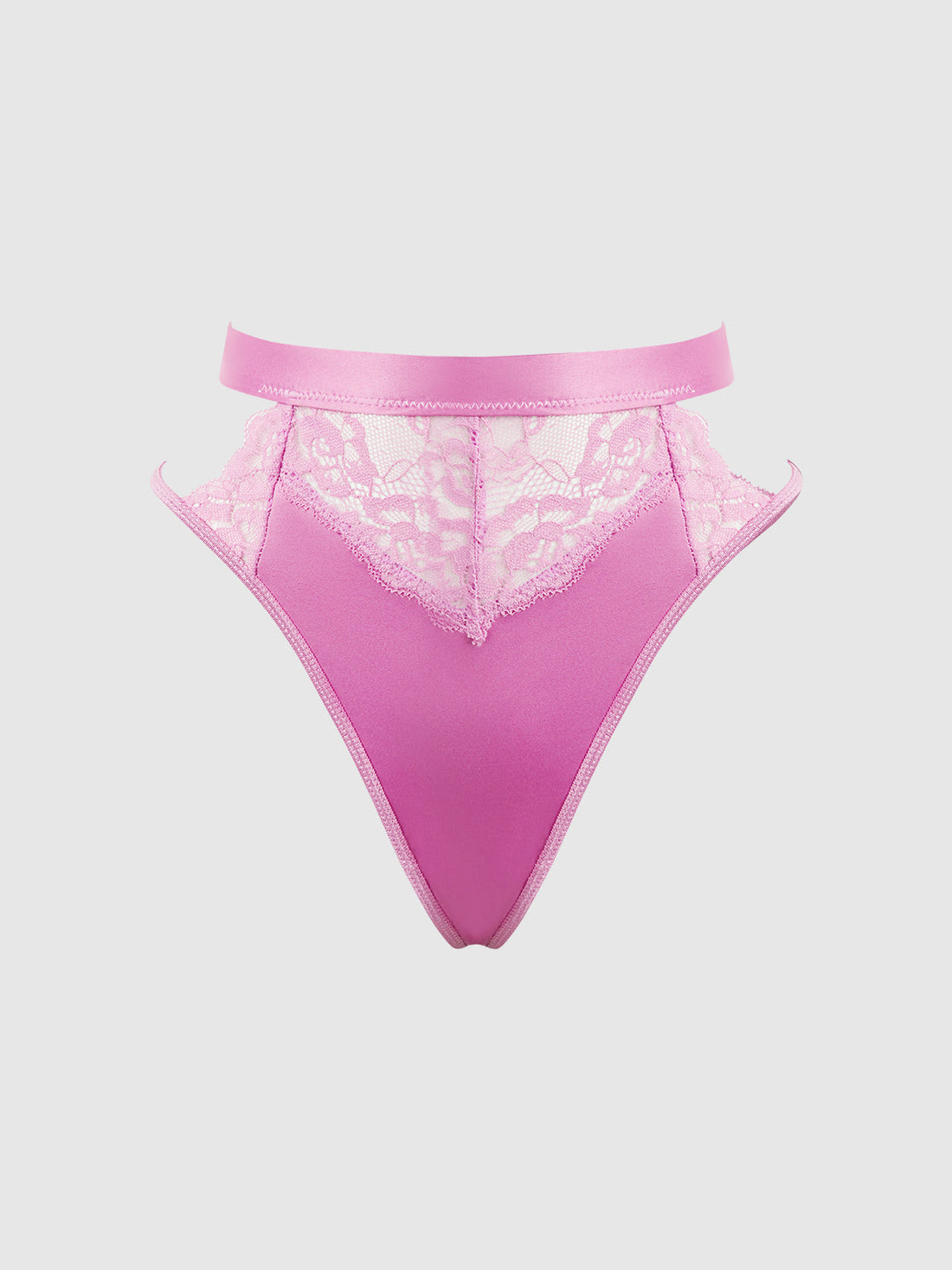 Natasha Satin & Lace Bow Tie G-String Cyclamen Pink