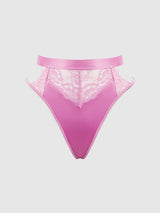 Natasha Satin & Lace Bow Tie G-String Cyclamen Pink