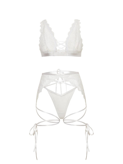 Oh la la Cheri Naya Pretty Lace Plunge Bralette Bra Set