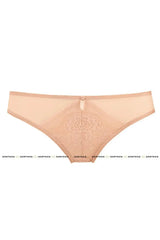 Nella Briefs: Girly beige lace panties with floral details and a comfortable cotton crotch.