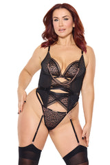 Coquette Nipple Hardware Chain Leopard Underwire Cups Bustier & G-String