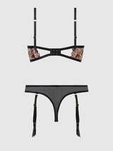 Nova Blacklight Glow Lace Bra & Gartered Thong Set