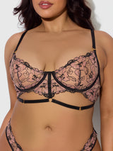 Nova Blacklight Glow Lace Bra & Gartered Thong Set
